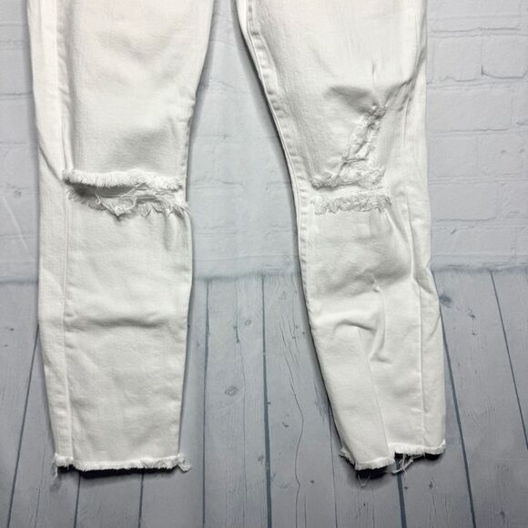 NEW Veronica Beard white distressed button fly high rise straight jeans size 28 - Picture 4 of 12